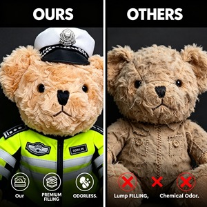 Ours en peluche policier Kawaii, animal en peluche doux, uniforme bleu, jouet ours policier pour cadeau d'appréciation des premiers intervenants - Product Image 2