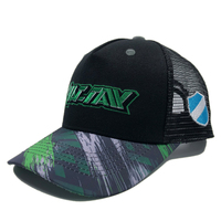 Vente en gros OEM couvre-chef d'été Broderie personnalisée Écusson tissé Bandes intérieures colorées Casquette de camionneur à impression par sublimation 5 panneaux
