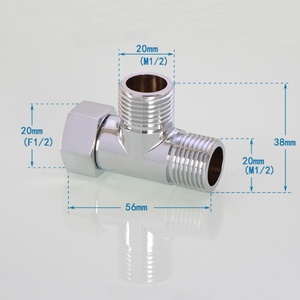 Chrome Plated Brass T Type Bathroom Accessories Bidet Water <b>Heater</b> <b>Valve</b> G1/2" Tee 3 Way Diverter Hose Pipe Fittings - Product Image 2