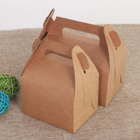 Boîtes à gâteaux en papier kraft personnalisées à prix abordable Récipients à sandwich jetables Boîtes d'emballage pour desserts avec poignée
