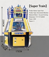 Machine de jeu d'arcade Super Train à monnayeur, pousse-pièces, 4 joueurs, avec système de rédemption de tickets et éclairage LED, pour parcs d'attractions intérieurs et centres de divertissement familial (FEC)