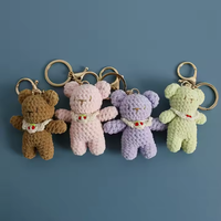 Mignon tricoté à la main Amigurumi Crochet dentelle ours en peluche jouets porte-clés sac pendentif à breloque Animal poupée porte-clés cadeau accessoires