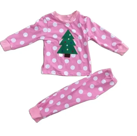 Conjunto de pijama de árbol de Navidad para niñas y niños, ropa popular, venta al por mayor