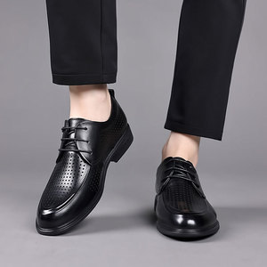 Zapatos Casuales de Verano para Hombre, de Cuero de Primera Calidad, con Cordones, Antideslizantes, Ligeros, Formales de Negocios, con Punta Puntiaguda, Transpirables, de Alta Gama - Product Image 5