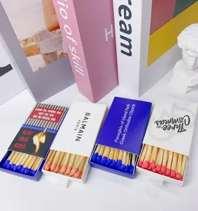 Özelleştirilmiş Matchboxes reklam otel ahşap ucu renkli maçlar güvenlik şömine kutuları büyük ev kutuları mumlar maçlar