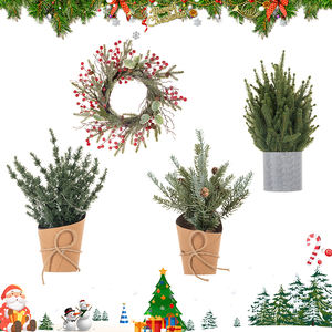 جودة عالية 14 بوصة شجرة عيد الميلاد الاصطناعية الصغيرة أدى سطح المكتب الصنوبر شجرة عيد الميلاد الخيش قاعدة تمثال عيد الميلاد لعبة 35 ، - Product Image 4