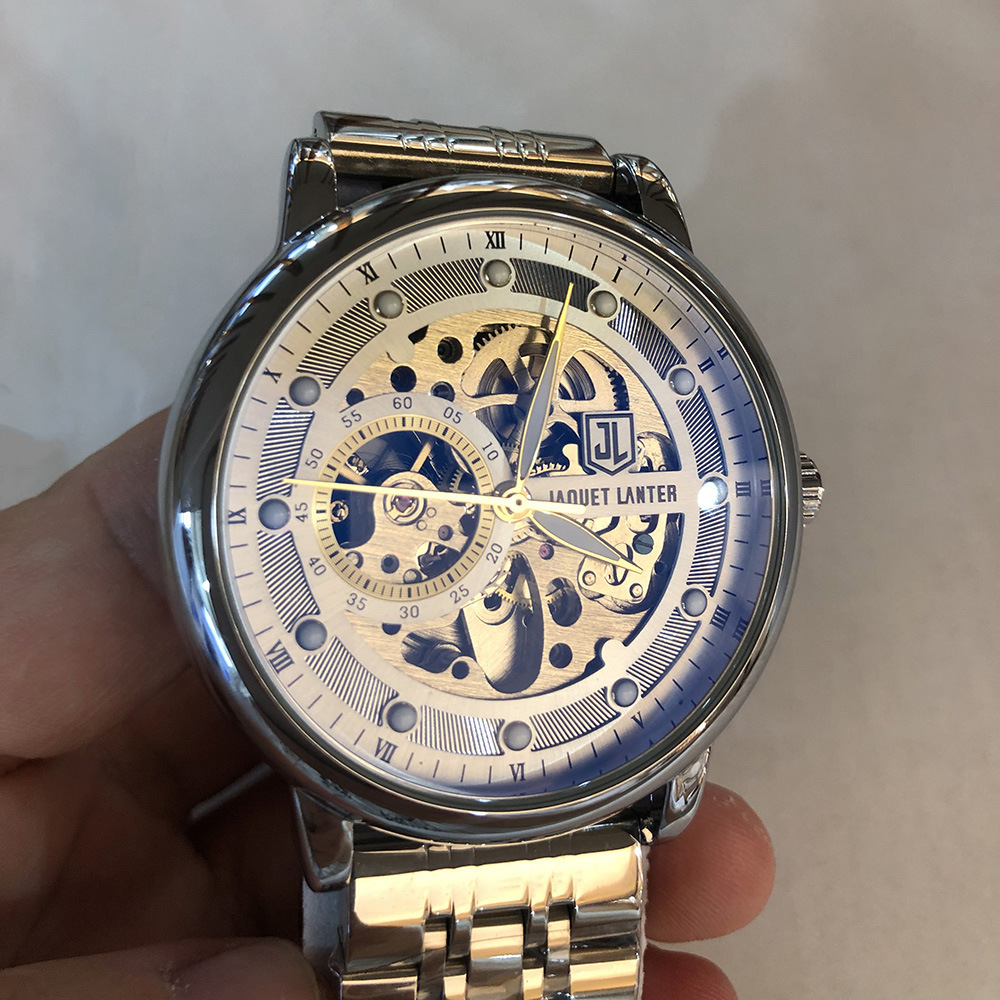 skeleton automatic watch for men leather strap