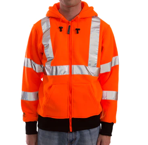 पुरुषों की हाई-विज़ सुरक्षा चिंतनशील जैकेट जिपर हुडी स्वेटर शर्ट - Product Image 3