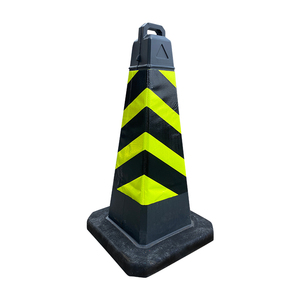 Cône de signalisation haute visibilité 750 mm avec bandes réfléchissantes noir et jaune, style standard, pour zones de construction, utilisation au sol - Product Image 2