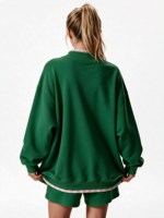 Ensemble complet : Sweat-shirt à col montant pour femme 2026, coupe oversize courte, pour adolescentes, ample, à manches longues, mode hiver