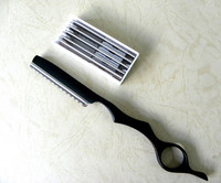 Rasoir professionnel amincissant, lame en forme de cheveux, TR003