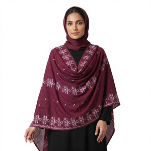 Wholesale Women Cotton Shawl Floral Rhinestone Embroidered Lightweight Breathable Soft <b>Wrap</b> Scarf OEM ODM Custom - Product Image 1