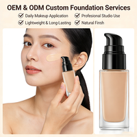 Fond de teint liquide vegan longue tenue, waterproof, anti-imperfections, éclaircissant, régulateur de sébum et minimiseur de pores, marque privée