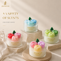 Lilin Aroma Bunga Peony Buatan Tangan dalam Stoples Kaca Lilin Dekoratif Floral untuk Hadiah Rumah Pernikahan Spa OEM Label Pribadi Kustom