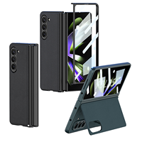 Nouvelle arrivée 2023 GKK Magnetic Flip Bracket Shell Membrane Cuir uni intégré pour Galaxy Z Fold5 coque de téléphone ultra-mince