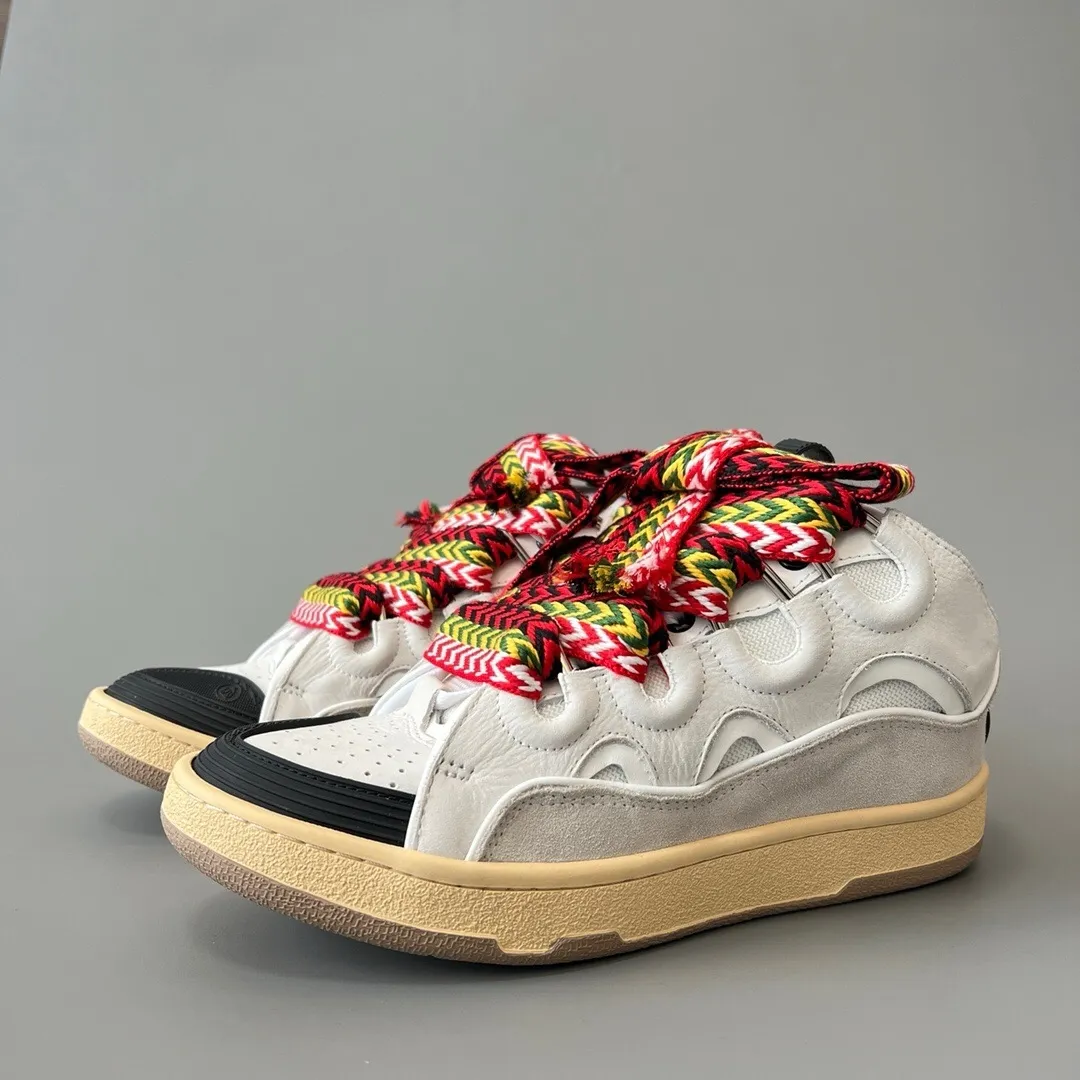 Lanvina tasarımcı Sneaker orijinal kalite lüks Sneaker tuval ekmek çizmeler sığır deri boş Sneakers