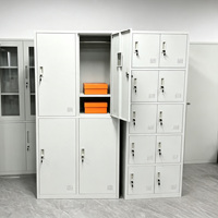 Armoire de rangement métallique commerciale à 4 portes en acier, en kit, avec revêtement poudré, verrouillable, pour salle du personnel, salle de sport, école, usine