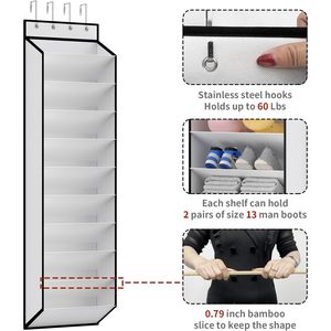 10 Tiers White Over Door <b>Shoe</b> Organizer Storage, Hanging <b>Shoe</b> <b>Holder</b> for Door with Large Deep Pockets - Product Image 5