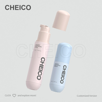Flacon pompe sans air en plastique PET transparent blanc, forme cylindrique, 30ml, 50ml, 100ml, pour cosmétiques et soins de la peau, OEM