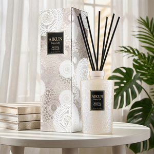 Aikun Gift Box Private Label Embossed Frosted Rectangular 250ml IP12 Santal Vanille Reed <b>Diffuser</b> Set For Living Room Decor - Product Image 1