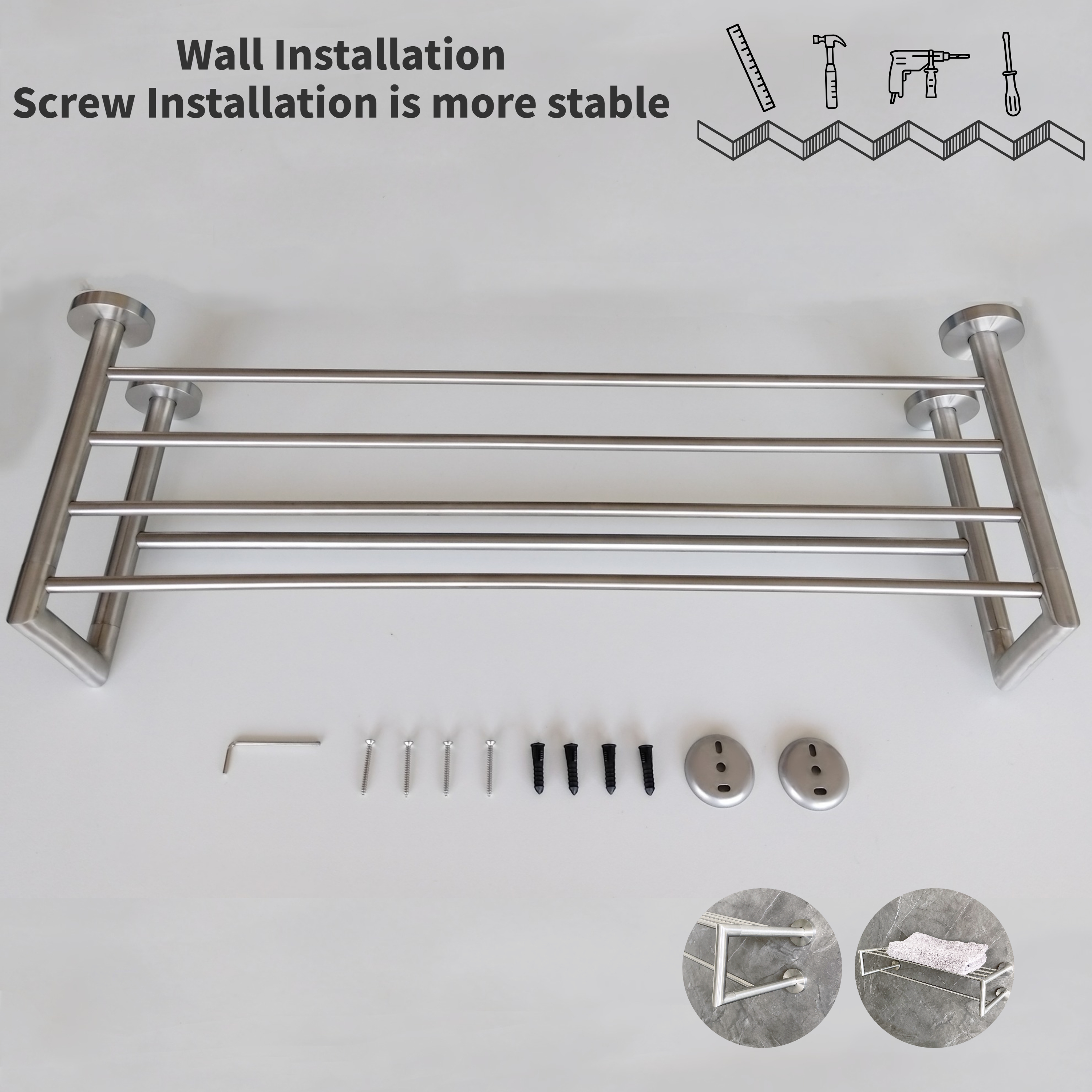 SANO Shower Storage Shelf ODM 304 Stainless Steel Towel Holders Bar Rail