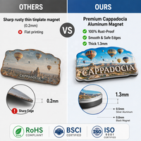 Aimant de réfrigérateur en aluminium durable de 1,3 mm, peint sur mesure, avec motif de montgolfière de Cappadocia, Turquie - Cadeau promotionnel