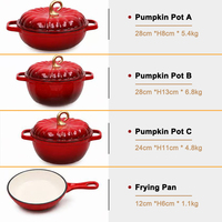 Rouge 7 pièces revêtement céramique antiadhésif ensemble de cuisinière en fonte émaillée ensemble de cuisinière avec couvercle