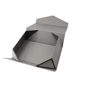 Caja de papel con imán Simple plegable gris impresa personalizada, caja de papel rígida reciclable de lujo para zapatos