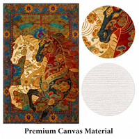 Tableau mural en toile polyester motif ethnique cheval vintage 60x90cm, impression Giclée HD, peinture animale pour décoration de salon à la maison