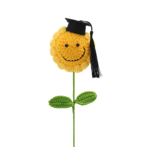 Cross-border best-selling finished handmade <b>crochet</b> sunflower graduation gift <b>set</b> for couples, sunflower yarn dolls. - Product Image 1