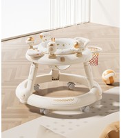 Marche-bébé 3 en 1 avec musique, lumière et panier de basket, plateau amovible, hauteur réglable, pliable, pour bébés de 6 à 24 mois
