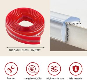 Protectores de Esquinas Transparentes en Forma de U de TPE Rojos para Muebles con Adhesivo Fuerte para Mayor Seguridad - Product Image 3