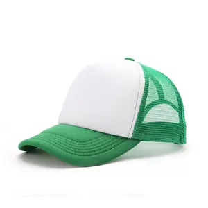 OEM Sports Caps Sponge Topi Trucker Hats Custom Logo Embroidery High Quality Print 5 Panel Blank Mesh Cap Leather Patch