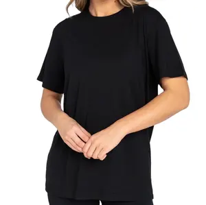 Custom Summer Essential 100 Cotton Tee shirt Streetwear T-shirt High Gsm Black Womens Scoop Neck T Shirt