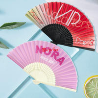 Éventail pliant en bambou personnalisé à motif, vente en gros, pas cher, cadeau promotionnel, éventail de poche portable avec impression personnalisée