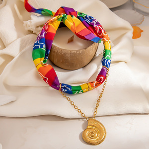 สร้อยคอจี้เปลือกหอยสังกะสีอัลลอยสไตล์โบฮีเมียนสีสันสดใสเครื่องประดับแฟชั่น - Product Image 2