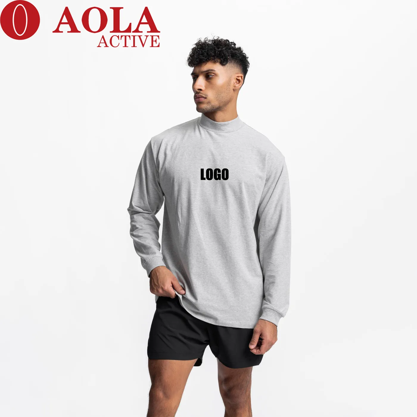 AOLA Street Style Long Sleeve T Shirt For Men Hot Selling High Quality Street Wear Long T Shirt For Men Custom Men's T Shirt