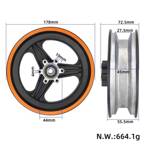 Moyeu de roue avant Kukirin G3 pour trottinette électrique Kukirin G3, moyeu de roue avant en alliage d'aluminium de 10 pouces, pièce de roue avant, moyeu d'axe avant - Product Image 3