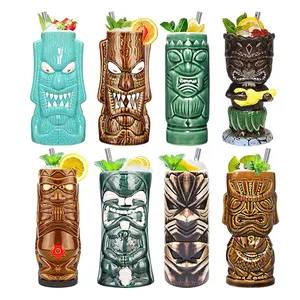 Hot Selling Product Porseleinen Bar Accessoires Keramische Hawaii Bier Mok Custom Cocktail Mokken Tiki Mok