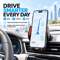 Traceur de véhicule Global Finding avec certification Apple Find My, support de téléphone de voiture à charge sans fil 15W