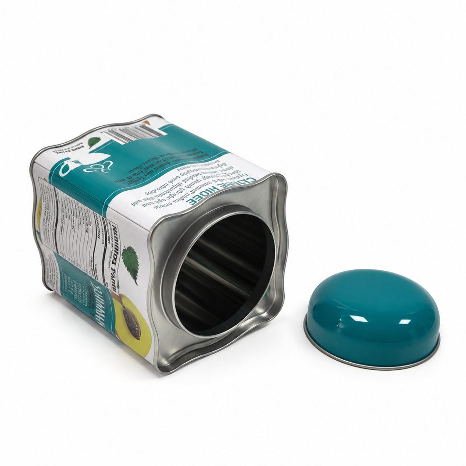 Custom Printed Square Tea Tin Can with Round Lid Metal Packaging for ...