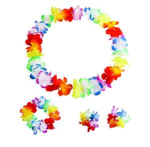Creative 4-Piece Hawaiian Wreath and <b>Bracelet</b> Set Wedding <b>Ball</b> Performance Props Simulation Flower Makeup Products Wholesale - Product Image 1