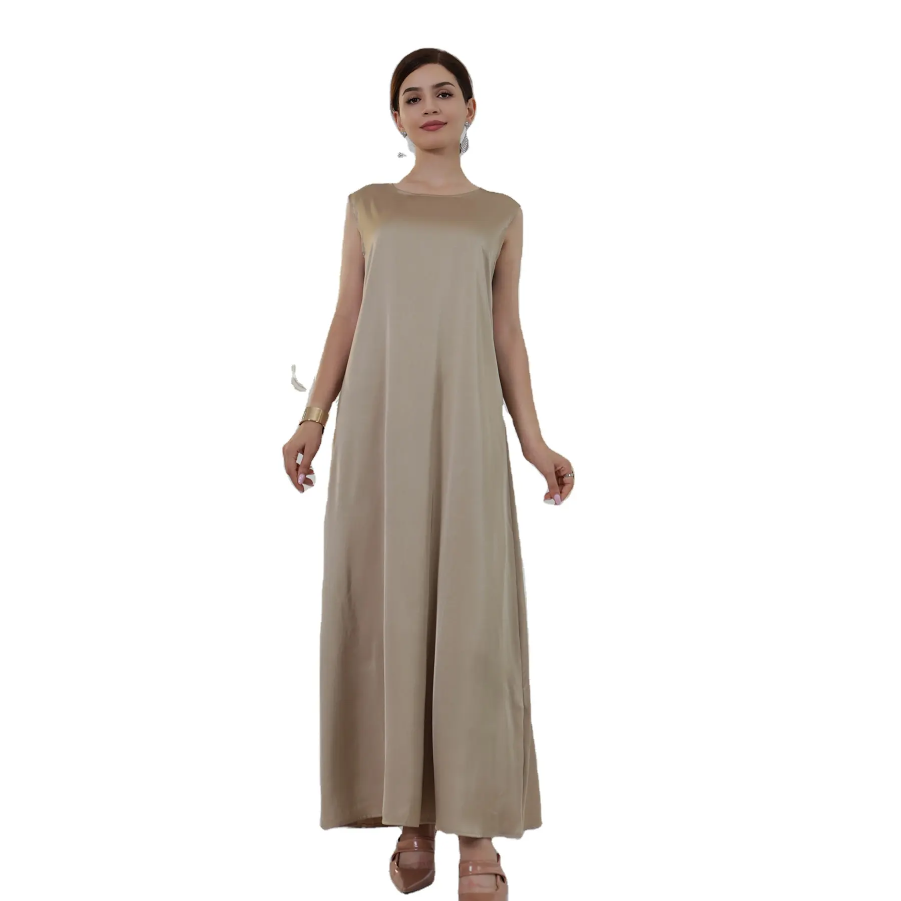 Bescheidene Abaya Femme Casual Vestido All-Match Ärmelloses Innen kleid Muslim Für Frauen Maxi Robe Caftan Marok kanis che Islamische Kleidung