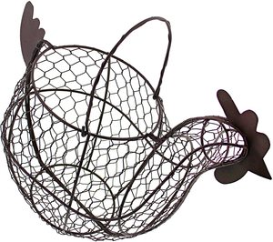 Porte-œufs en fil métallique décoratif marron avec poignée, panier à œufs en fil métallique décoratif pour la cuisine, paniers de cuisine suspendus - Product Image 2