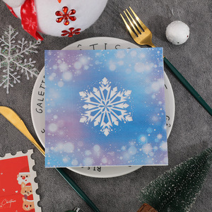 Winter Snowflake Paper Napkins 330mmx330mm Double Layer Printed Christmas Party Use - Product Image 2
