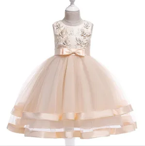 HYM35 High-End Anak Perempuan Pesta Pernikahan Bunga Gadis Gaun Pengiring Pengantin Pakaian Putri Gaun Gadis Remaja Putih Tulle Gaun Malam