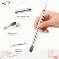 Outils de nail art de luxe à double extrémité avec manche en métal anti-acétone, conception brevetée Hechunzi, 100% poils de Kolinsky, pinceau à ongles en acrylique