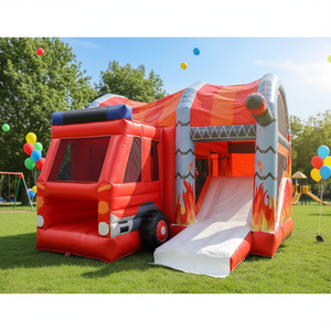 Château gonflable géant KARRY pour enfants, <span class=keywords><strong>camion</strong></span> de pompiers, toboggan, pour jardin, capacité 300-500 kg, 5-10 personnes - Product Image 1