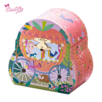 Boîte à musique en forme de carrosse citrouille - Boîte à bijoux princesse en papier avec figurine rotative, chansons personnalisées et miroir, cadeau d'anniversaire pour enfants