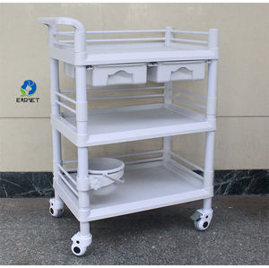 VET Disponível Hospital Abs Plástico 3 Camadas Instrumento Carrinho Médico Durável Clínica Cirúrgica Trolley Com Gavetas - Product Image 4